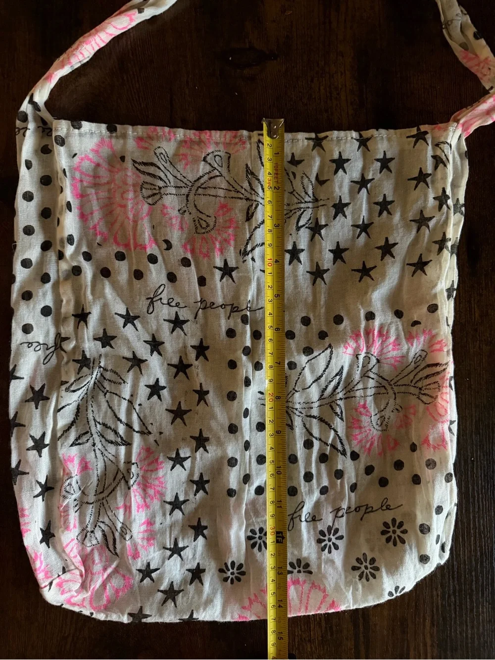 Free People Sheer Canvas Tote in White with Black & Pink Accents